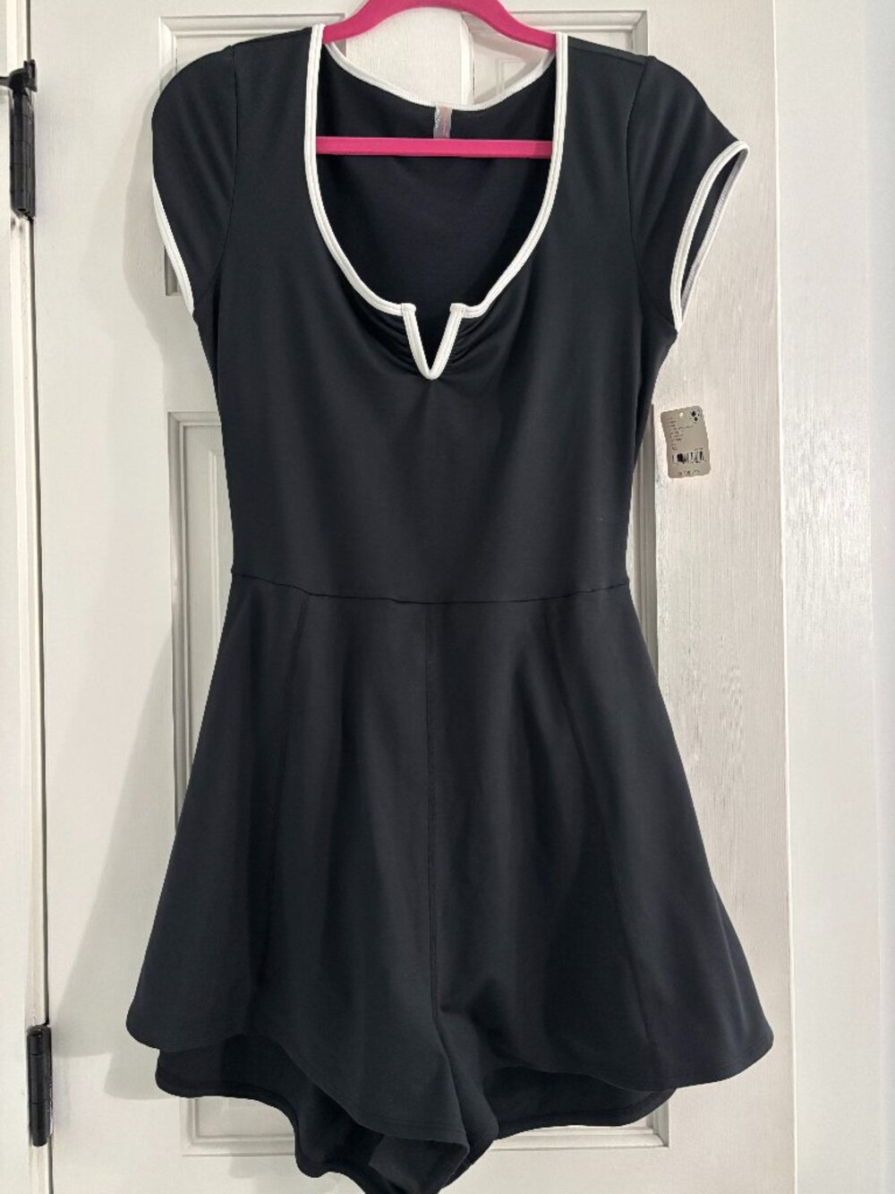 FP Movement by Free People Black Romper Shorts with White Trim